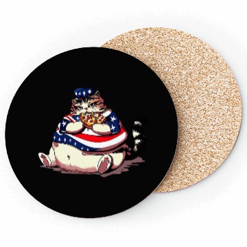 Discover Fat American pizza cat Coasters
