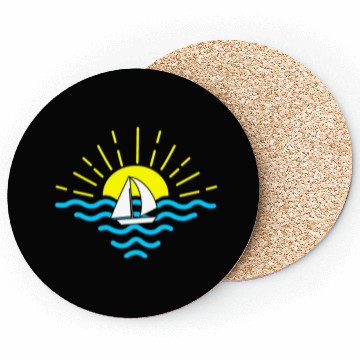 Discover Sunset with sailboat Coasters