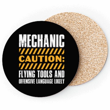 Discover Mechanic Caution Flying Tools & Offensive Language Coasters