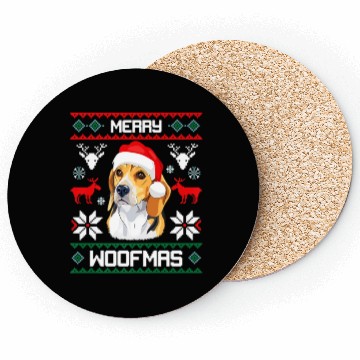 Discover Merry Woofmas Dog Beagle Ugly Coasters