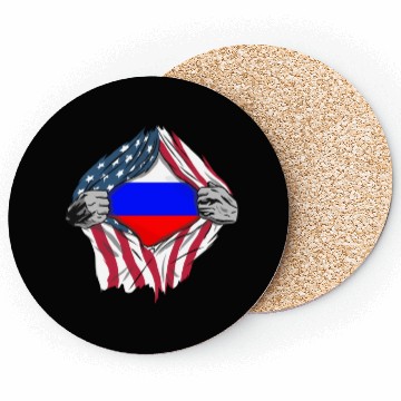 Discover Russian American Blood Inside Me Country Flags Coasters