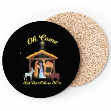 Discover Let Us Adore Him - Advent Nativity Scene North Coasters