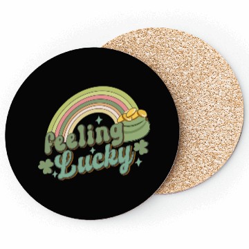 Discover Feeling Lucky Saint Patricks Day Rainbow quote Coasters