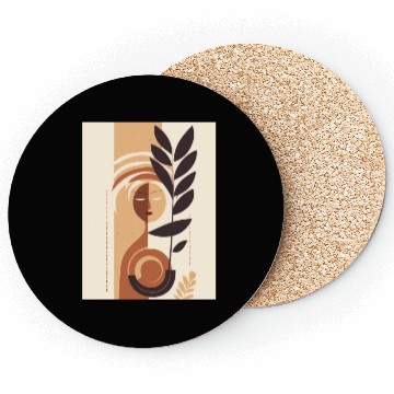 Discover Women Face Mid Century Leaf Oasis Coasters