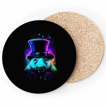 Discover Cute Tardigrade in a Top Hat - Retro Disco Drip Ar Coasters