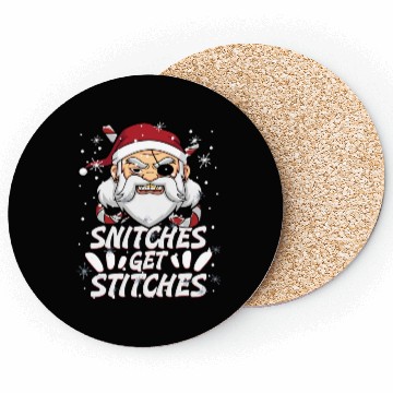 Discover Snitches Get Stitches Santa Hat Funny Santa Pirate Coasters