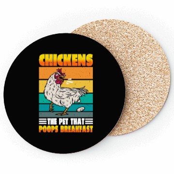 Discover Chickens, The Pet That Poops Breakfast 2 Coasters