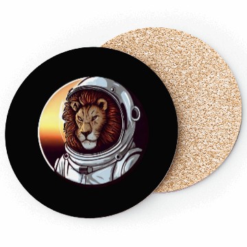 Discover Lion Astronaut - Adventurous Space Design Coasters