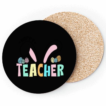 Discover Cute Easter Hoppy Teacher Bunny Ears Coasters