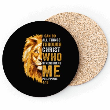 Discover I Can Do All Things Through Christ Jesus Lion Coasters