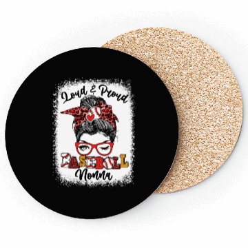 Discover Loud And Proud Baseball Nonna Messy Bun Bleached Coasters