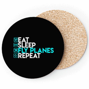 Discover Eat Sleep Fly Planes Repeat Airplane Pilo Coasters