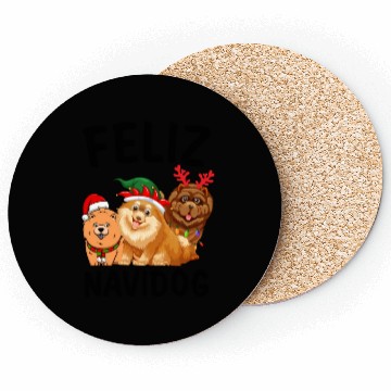 Discover Feliz Navidog Chow Chow Reindeer Christmas Light Coasters