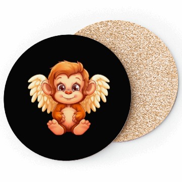 Discover Cute Monkey Angel - Animalistic Fantasy Design Coasters