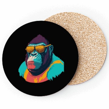 Discover Cool Gorilla with trendy sunglasses illustration Coasters
