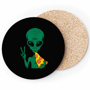 Discover Funny Alien Eating Pizza Alien Lover Coasters