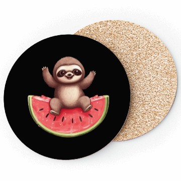 Discover Sloth with Watermelon - Sweet Summer Design Coasters