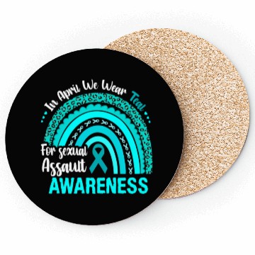 Discover Rainbow In April We Wear Teal Sexual Assault Aware Coasters