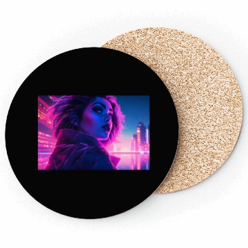 Discover Synthwave Girl - Futuristic Design neon colors Coasters