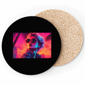 Discover Synthwave Sunset Vibes with sunglasses Coasters