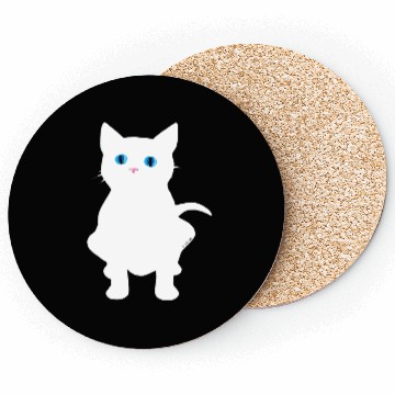 Discover White Cat Silhouette Coasters