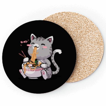 Discover Kawaii Neko Cat Ramen Bowl Anime Otaku Japanese No Coasters