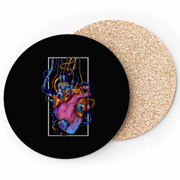 Discover Cyborg Robot Heart Vaporwave Futuristic Cyberpunk Coasters