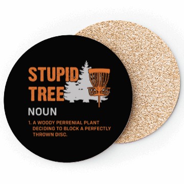 Discover Funny Disc Golf Stupid Tree Art Frisbee Coasters