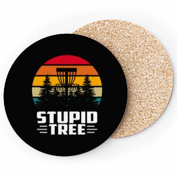Discover Funny Disc Golf Stupid Tree Art Frisbee Coasters