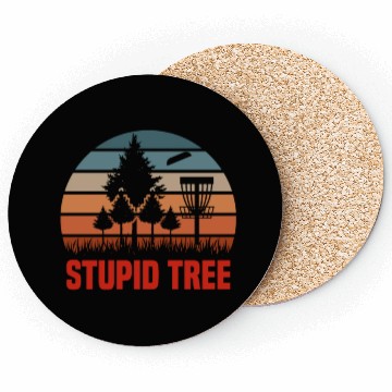 Discover Funny Disc Golf Stupid Tree Art Frisbee Coasters