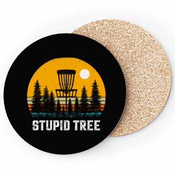 Discover Funny Disc Golf Stupid Tree Art Frisbee Coasters
