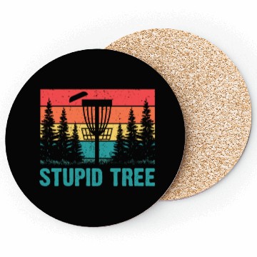 Discover Funny Disc Golf Stupid Tree Art Frisbee Coasters