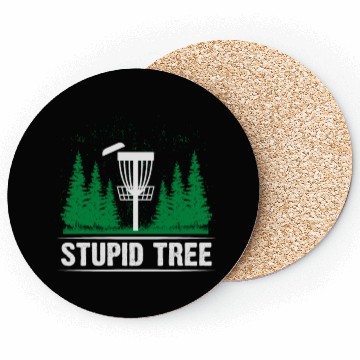 Discover Funny Disc Golf Stupid Tree Art Frisbee Coasters