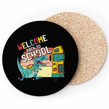 Discover Funny T-Rex Running to School Bus Welcome Back to Coasters