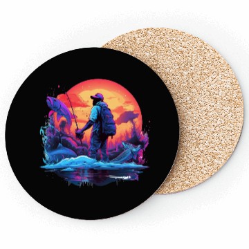 Discover Angler Sunset Neon Style Coasters