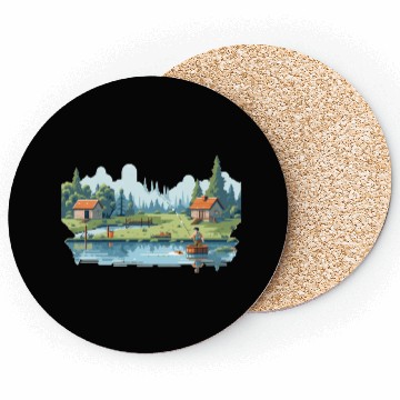 Discover Fisherman Nature 8-bit style Coasters