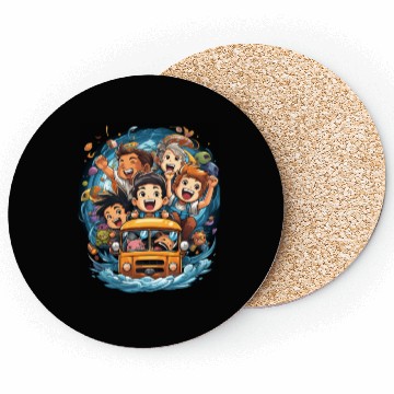 Discover Back to School Pre-K Kindergarten School Bus Coasters