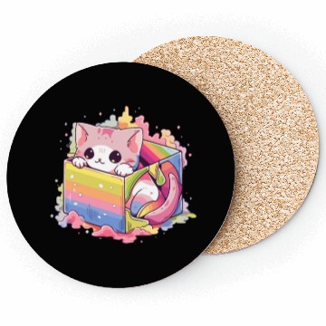 Discover Cute Kitty Rainbow Pride LGBT Transgender Cat Pun Coasters