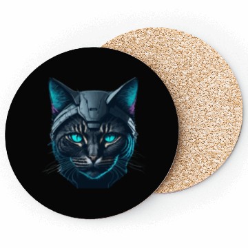 Discover Cyberpunk neon cat Coasters