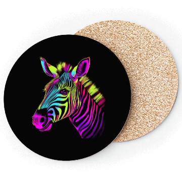 Discover Zebra Neon Colors Portrait Coasters