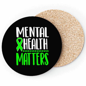 Discover Mental Health Awareness Ribbon Green Anxiety Depre Coasters