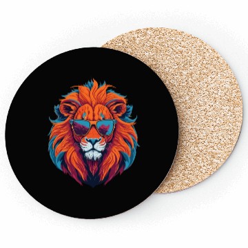 Discover Wild Lion illustration with a modern touch Coasters