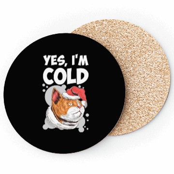 Discover Yes I m Cold Lazy Cat Face Cozy Chilly Days Coasters
