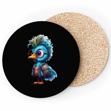 Discover Cute Peacock Cartoon Coasters