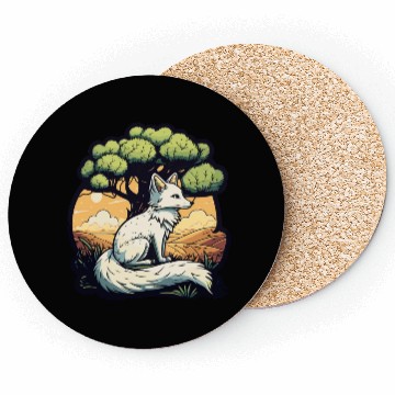 Discover Majestic Serenity: Fox Under the Tree Coasters
