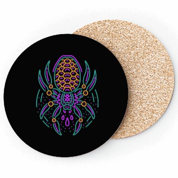 Discover Spider Neon Tattoo Style Coasters