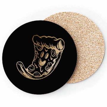 Discover Golden pizza slice Coasters