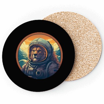 Discover Astronaut Lion at Sunset, Creative Space Design Coasters