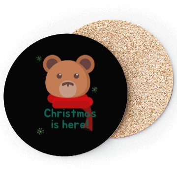 Discover Brown Bear Merry Xmas Funny Gift green Coasters