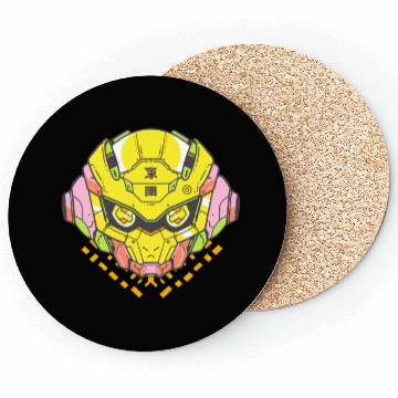 Discover Yellow Anime Robot Head Coasters